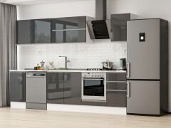 Alvinka 300X210 Cm High Gloss Mutfak Dolabı M-E90S45S45-2 High Gloss | Antrasit - Suntalam