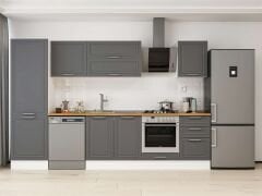 Alvinka 310X210 Cm Klasik Mebran Mutfak Dolabı Mb-E80B60S50-2 Mebran | Antrasit - Suntalam