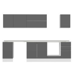 Alvinka 300X210 Cm High Gloss Mutfak Dolabı M-E90S45S45-2 High Gloss | Antrasit - Mdf