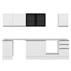 Alvinka 300X210 Cm High Gloss Mutfak Dolabı M-E90S45S45-3 High Gloss | Beyaz - Suntalam