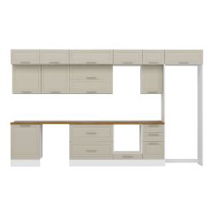 Alvinka 385X240 Cm Klasik Mebran Mutfak Dolabı Mb-E80S60S45-2 Mebran | Kumtaşı - Mdf