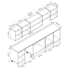 Alvinka 310X210 Cm Klasik Mebran Mutfak Dolabı Beyaz Beyaz M-E90S50S50-1