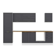 Alvinka 310X210 Cm Klasik Mebran Mutfak Dolabı Mb-E80B60S50-2 Mebran | Antrasit - Mdf