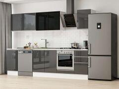 Alvinka 300X210 Cm High Gloss Mutfak Dolabı M-E90S45S45-3 High Gloss | Antrasit - Suntalam