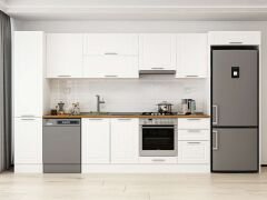 Alvinka 375X222 Cm Klasik Mebran Mutfak Dolabı Mbb-E80B45S50-1 Mebran | Beyaz - Mdf