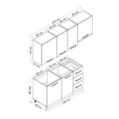 Minar 205 Cm Mutfak Dolabı Beyaz Dore 205-D4