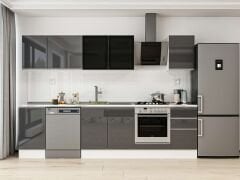 Alvinka 300X210 Cm High Gloss Mutfak Dolabı M-E90S45S45-3 High Gloss | Antrasit - Mdf