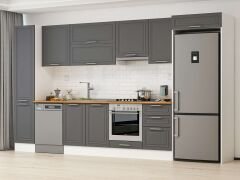 Alvinka 375X222 Cm Klasik Mebran Mutfak Dolabı Mbb-E80B45S50-1 Mebran | Antrasit - Mdf