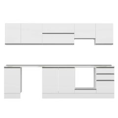 Alvinka 305X210 Cm High Gloss Mutfak Dolabı M-E90S45S50-1 High Gloss | Beyaz - Suntalam