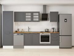 Alvinka 310X210 Cm Klasik Mebran Mutfak Dolabı Mb-E80B60S50-3 Mebran | Antrasit - Suntalam