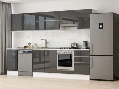 Alvinka 305X210 Cm High Gloss Mutfak Dolabı M-E90S45S50-1 High Gloss | Antrasit - Suntalam