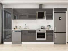 Alvinka 385X222 Cm High Gloss Mutfak Dolabı Mbb-E90B50S45-2 High Gloss | Antrasit - Suntalam