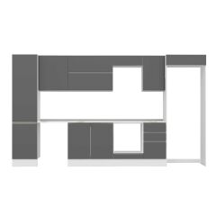 Alvinka 385X222 Cm High Gloss Mutfak Dolabı Mbb-E90B50S45-2 High Gloss | Antrasit - Suntalam