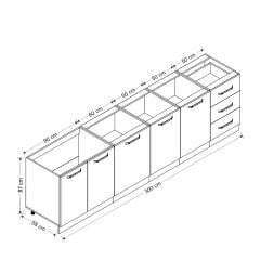 Minar 300 Cm Mutfak Dolabı Beyaz Antrasit 300-A1-Alt Modül
