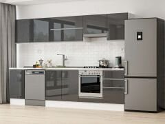 Alvinka 305X210 Cm High Gloss Mutfak Dolabı M-E90S45S50-1 High Gloss | Antrasit - Mdf
