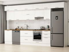 Alvinka 390X240 Cm Klasik Mebran Mutfak Dolabı Mb-E80S60S50-1 Mebran | Beyaz - Suntalam