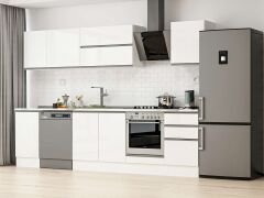 Alvinka 305X210 Cm High Gloss Mutfak Dolabı M-E90S45S50-2 High Gloss | Beyaz - Suntalam