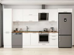 Alvinka 375X222 Cm Klasik Mebran Mutfak Dolabı Mbb-E80B45S50-2 Mebran | Beyaz - Mdf