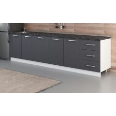 Minar 300 Cm Mutfak Dolabı Beyaz Antrasit 300-A2-Alt Modül