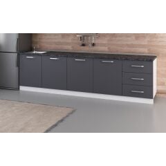 Minar 300 Cm Mutfak Dolabı Beyaz Antrasit 300-A3-Alt Modül