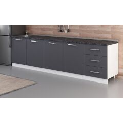 Minar 300 Cm Mutfak Dolabı Beyaz Antrasit 300-A3-Alt Modül