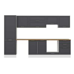 Alvinka 320X210 Cm Klasik Mebran Mutfak Dolabı Mb-E80B60S60-1 Mebran | Antrasit - Suntalam