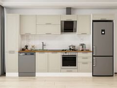 Alvinka 375X222 Cm Klasik Mebran Mutfak Dolabı Mbb-E80B45S50-2 Mebran | Kumtaşı - Mdf