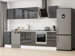 Alvinka 305X210 Cm High Gloss Mutfak Dolabı M-E90S45S50-2 High Gloss | Antrasit - Mdf
