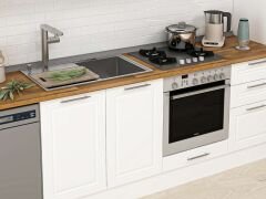 Alvinka 375X222 Cm Klasik Mebran Mutfak Dolabı Mbb-E80B45S50-3 Mebran | Beyaz - Suntalam