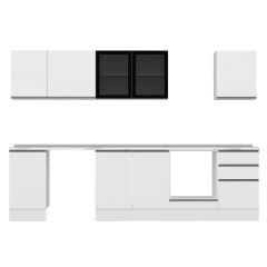 Alvinka 305X210 Cm High Gloss Mutfak Dolabı M-E90S45S50-3 High Gloss | Beyaz - Suntalam