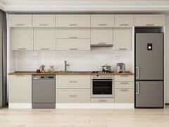 Alvinka 390X240 Cm Klasik Mebran Mutfak Dolabı Mb-E80S60S50-1 Mebran | Kumtaşı - Mdf