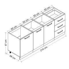 Minar 210 Cm Mutfak Dolabı Beyaz Antrasit 210-A1