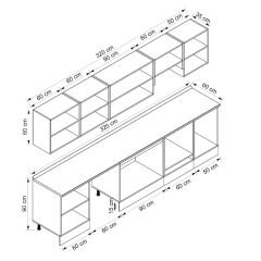 Alvinka 320X210 Cm Klasik Mebran Mutfak Dolabı Beyaz Beyaz M-E90S60S50-1