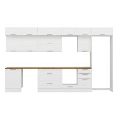 Alvinka 390X240 Cm Klasik Mebran Mutfak Dolabı Mb-E80S60S50-2 Mebran | Beyaz - Suntalam