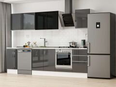 Alvinka 305X210 Cm High Gloss Mutfak Dolabı M-E90S45S50-3 High Gloss | Antrasit - Suntalam