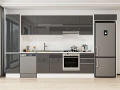 Alvinka 390X222 Cm High Gloss Mutfak Dolabı Mbb-E90B50S50-1 High Gloss | Antrasit - Suntalam