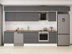 Alvinka 390X240 Cm Klasik Mebran Mutfak Dolabı Mb-E80S60S50-2 Mebran | Antrasit - Suntalam