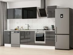 Alvinka 305X210 Cm High Gloss Mutfak Dolabı M-E90S45S50-3 High Gloss | Antrasit - Mdf