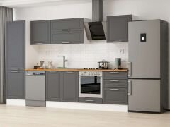 Alvinka 320X210 Cm Klasik Mebran Mutfak Dolabı Mb-E80B60S60-2 Mebran | Antrasit - Suntalam