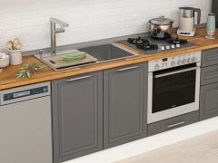 Alvinka 320X210 Cm Klasik Mebran Mutfak Dolabı Mb-E80B60S60-2 Mebran | Antrasit - Suntalam