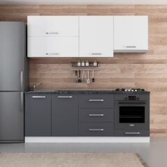 Minar 210 Cm Mutfak Dolabı Beyaz Antrasit 210-A5