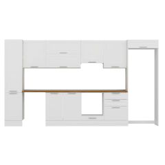 Alvinka 385X222 Cm Klasik Mebran Mutfak Dolabı Mbb-E80B45S60-1 Mebran | Beyaz - Suntalam