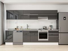 Alvinka 315X210 Cm High Gloss Mutfak Dolabı M-E90S45S60-1 High Gloss | Antrasit - Suntalam