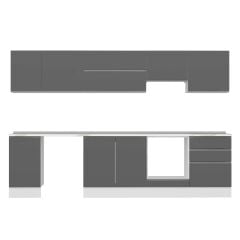 Alvinka 315X210 Cm High Gloss Mutfak Dolabı M-E90S45S60-1 High Gloss | Antrasit - Mdf