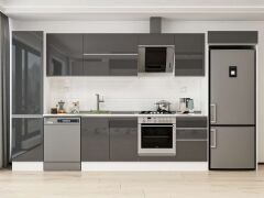 Alvinka 390X222 Cm High Gloss Mutfak Dolabı Mbb-E90B50S50-2 High Gloss | Antrasit - Mdf