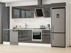 Alvinka 390X222 Cm High Gloss Mutfak Dolabı Mbb-E90B50S50-2 High Gloss | Antrasit - Mdf