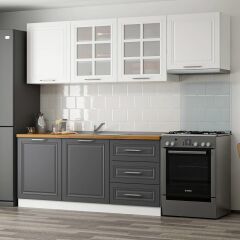 Minar 240 Cm Mebran C Mutfak Dolabı Beyaz Antrasit 240-Mcba2