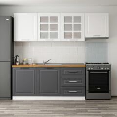 Minar 240 Cm Mebran C Mutfak Dolabı Beyaz Antrasit 240-Mcba2