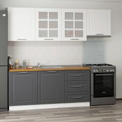 Minar 240 Cm Mebran C Mutfak Dolabı Beyaz Antrasit 240-Mcba2