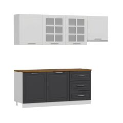 Minar 240 Cm Mebran C Mutfak Dolabı Beyaz Antrasit 240-Mcba2